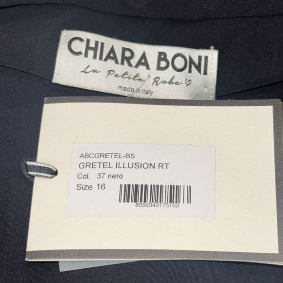 NWT Chiara Boni LA PETITE ROBE GRETEL ILLUSION COCKTAIL DRESS SZ 52/ US 16 Black - Picture 11 of 13